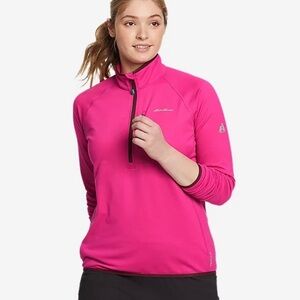 Eddie Bauer High Route Grid Fleece Quarter Zip Pullover Sweater Size L